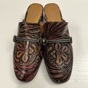 Patricia Nash Tilly Multicolor Leather Mules Size 9.5